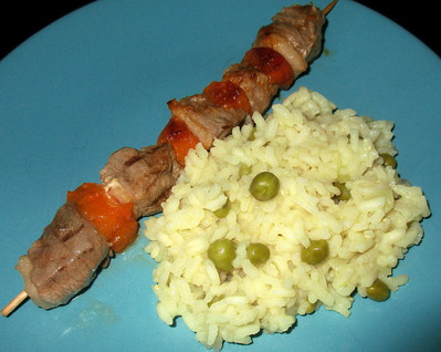 Brochettes de Canard aux Abricots et Risotto aux petits pois -- 31/05/17