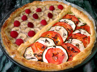 DUO Tarte Bananes/Framboise et Courgette/Tomate -- 08/12/13