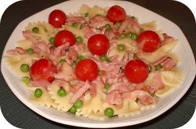 Farfalles aux Tomates Cerises et Lardons -- 08/11/07