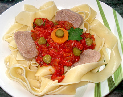 Langue de Veau Tomates et Tagliatelles -- 17/01/13