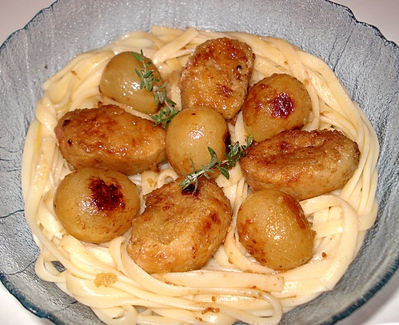 Nid de Linguine aux Oeufs de Foie gras et Raisins -- 11/12/10