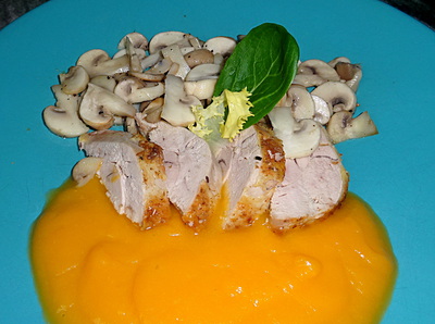 Poulet rti accompagn de Champignons et Butternut -- 09/12/19