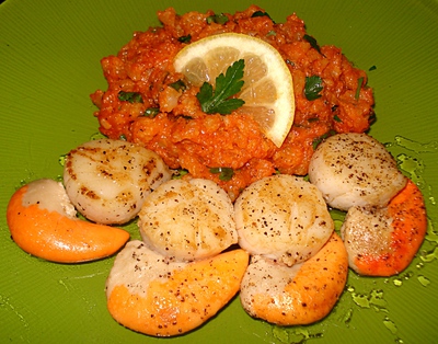 Coquilles Saint-Jacques et caviar de Chou-fleur  la Tomate -- 22/05/12